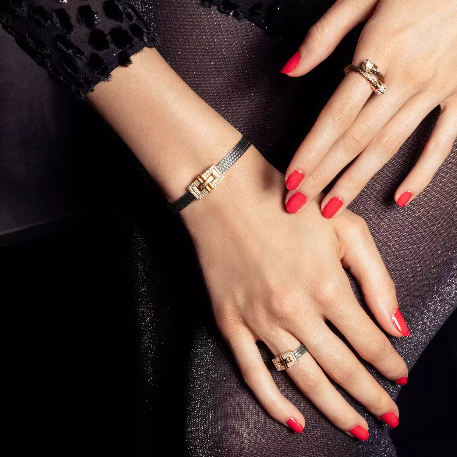 فولاذ_ذهب عيار 18 قيراط مع 54 ماسة 0.21 قيراط