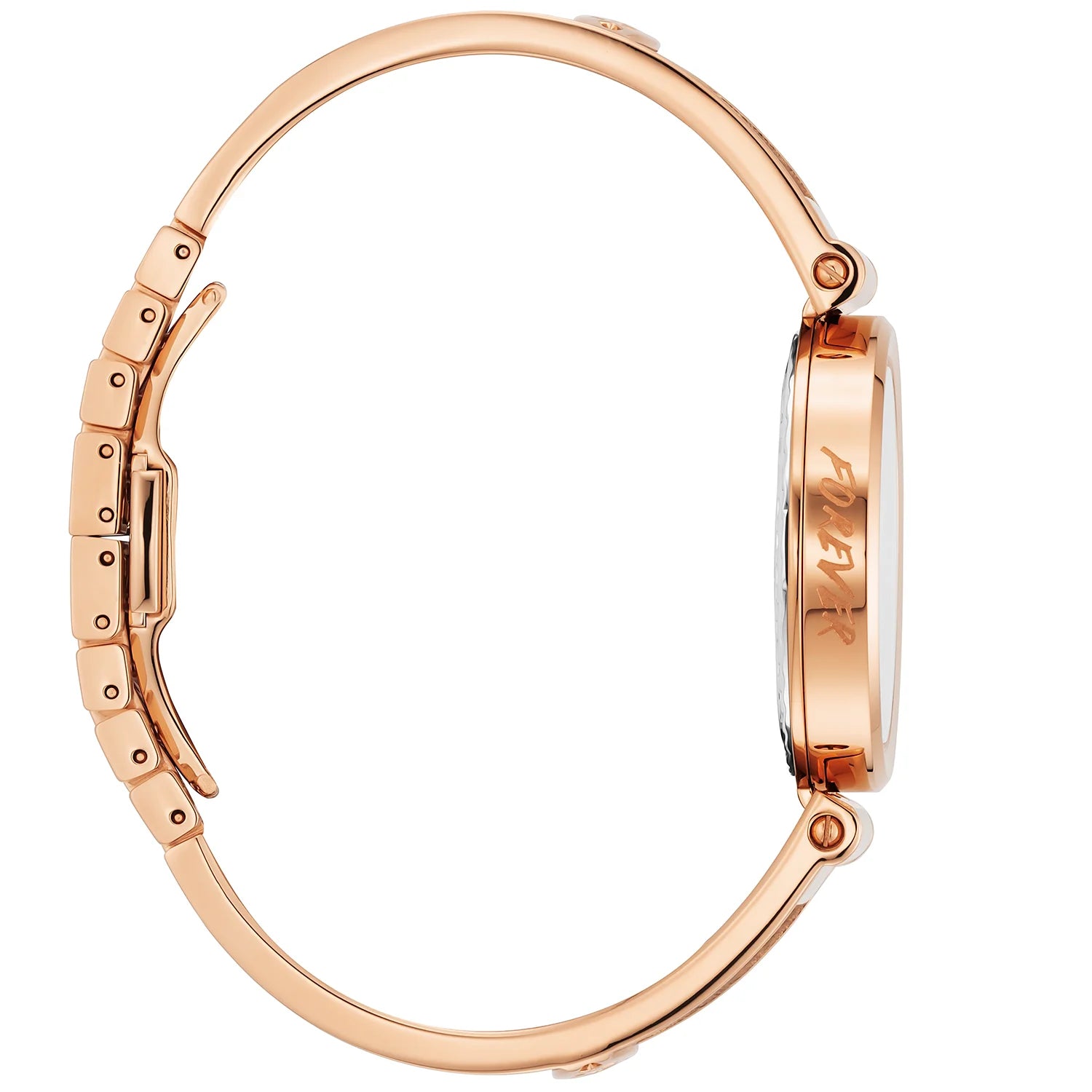 FOREVERعيار 32 مم، عيار كوارتز، مينا تايجر، حزام من الذهب الوردي المطلي بالورنيش الوردي، سوار من الفولاذ - Charriol جنيف - ساعة يد