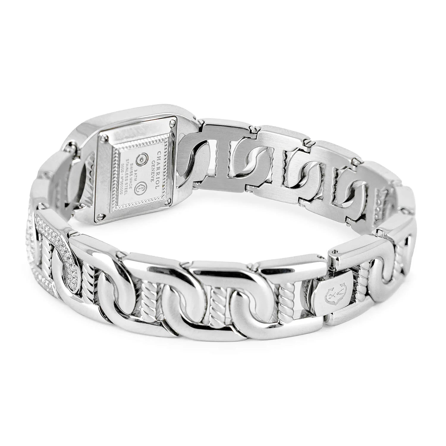 MARINER, 20MM, QUARTZ CALIBRE, STEEL CASE WITH 128 DIAMONDS, 6 STEEL LINKS WITH 336 DIAMONDS, WHITE MOTHER-OF-PEARL WITH 2 DIAMONDS - Charriol - Watch