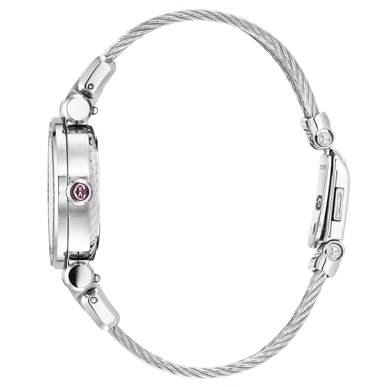 NAVIGATOR CRUISEعيار 28 مم، عيار كوارتز، مينا من اللؤلؤ، 30 حبة ألماس، سوار فولاذي قابل للتبديل - Charriol جنيف - ساعة