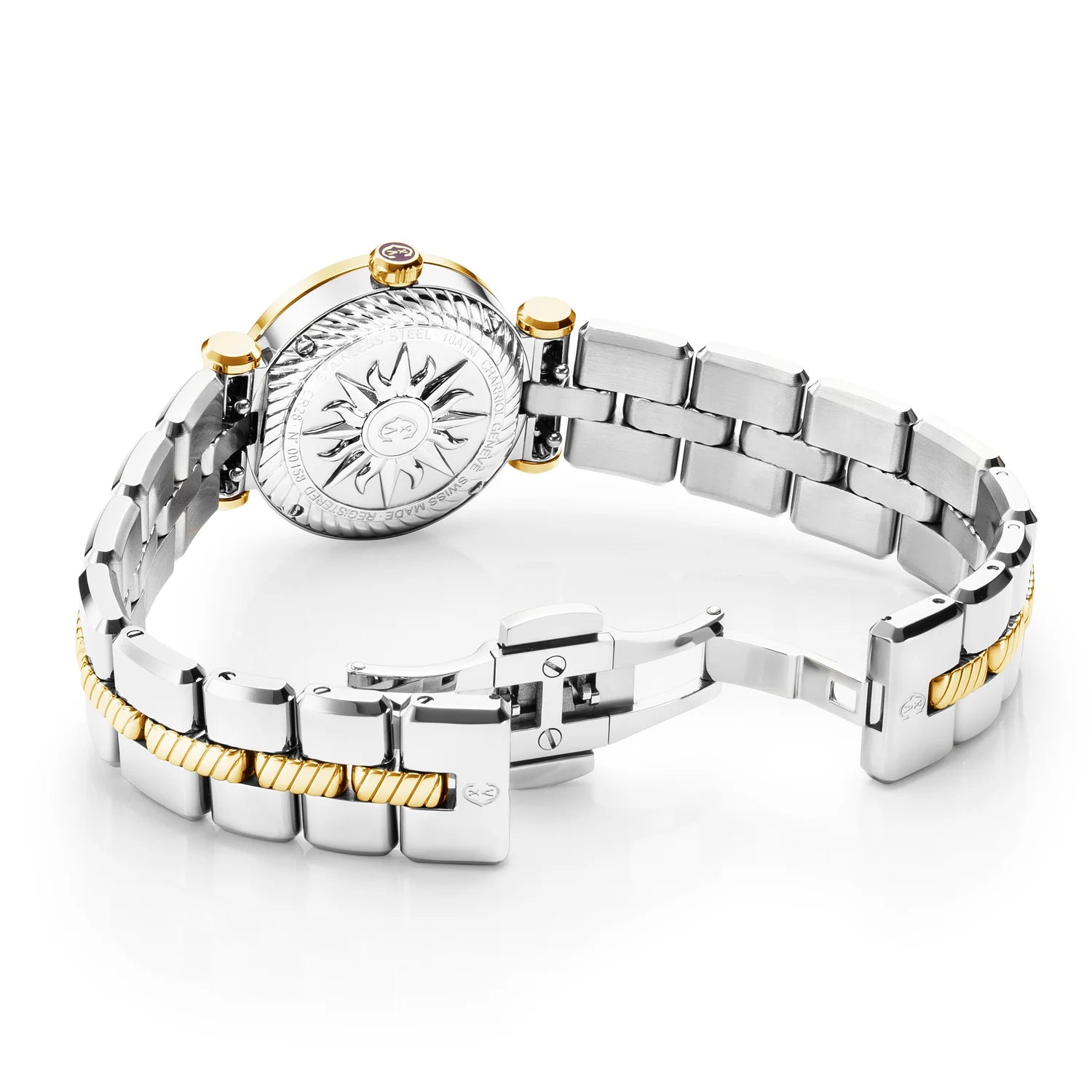 NAVIGATOR CRUISE، 28 مم، عيار كوارتز عيار 28 مم، مينا من اللؤلؤ، "CHARRIOL CHARRIOL " حزام، سوار فولاذي ثنائي اللون قابل للتبديل - Charriol جنيف - ساعة