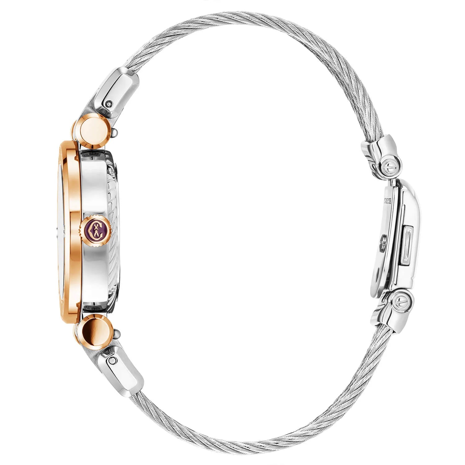 NAVIGATOR CRUISE، 28 ملم، عيار كوارتز عيار 28 ملم، عيار كوارتز عيار 28 ملم، مينا أبيض من اللؤلؤ مع 12 حجر ألماس، سوار من الفولاذ والذهب الوردي المطلي بالذهب الوردي مع 2 سوار، سوار من الفولاذ والذهب الوردي المطلي بالذهب الوردي القابل للتبديل - © 2024 Charriol - ساعة