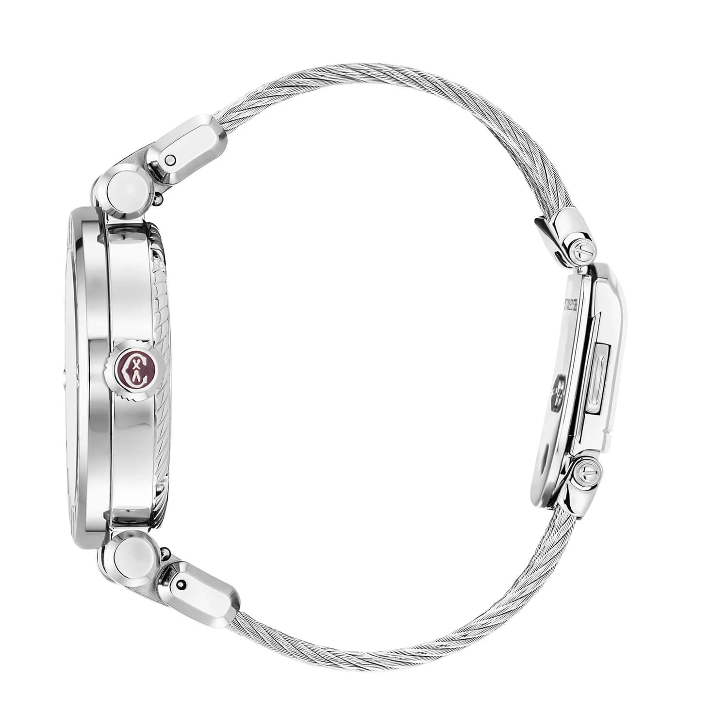 NAVIGATOR CRUISEعيار 36 مم، عيار كوارتز من حجر القمر مطبوع عليه 11 حجرًا من الفولاذ "CHARRIOL CHARRIOL " مع 2 سوار من الفولاذ، سوار من الفولاذ قابل للتبديل - © 2024 Charriol - ساعة