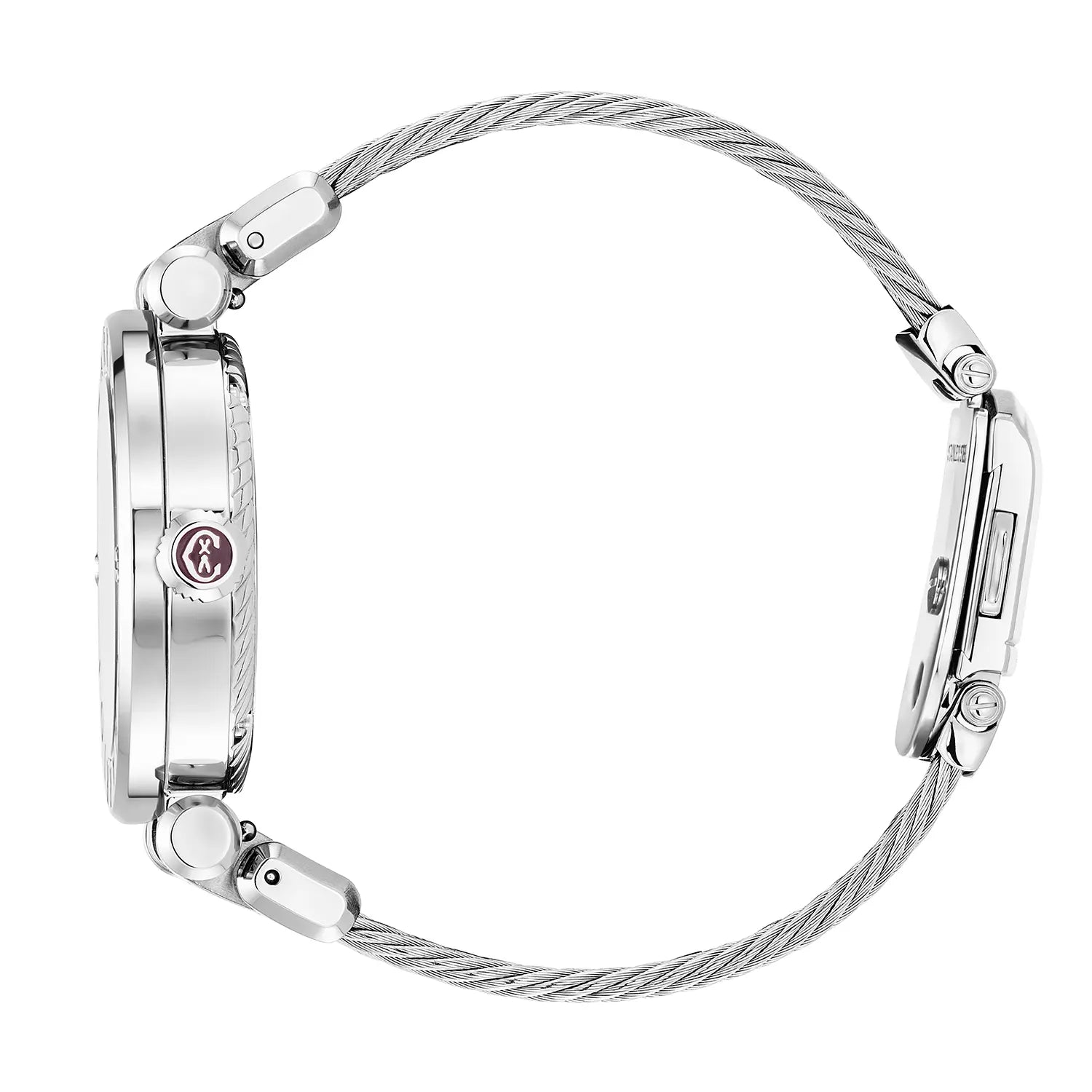 NAVIGATOR CRUISE، 36 مم، عيار كوارتز عيار 36 ملم، عيار كوارتز، حزام من اللؤلؤ مع 10 أحجار كريمة مع 10 أحجار كريمة "CHARRIOL CHARRIOL "، حزام فولاذي قابل للتبديل - Charriol جنيف - ساعة يد