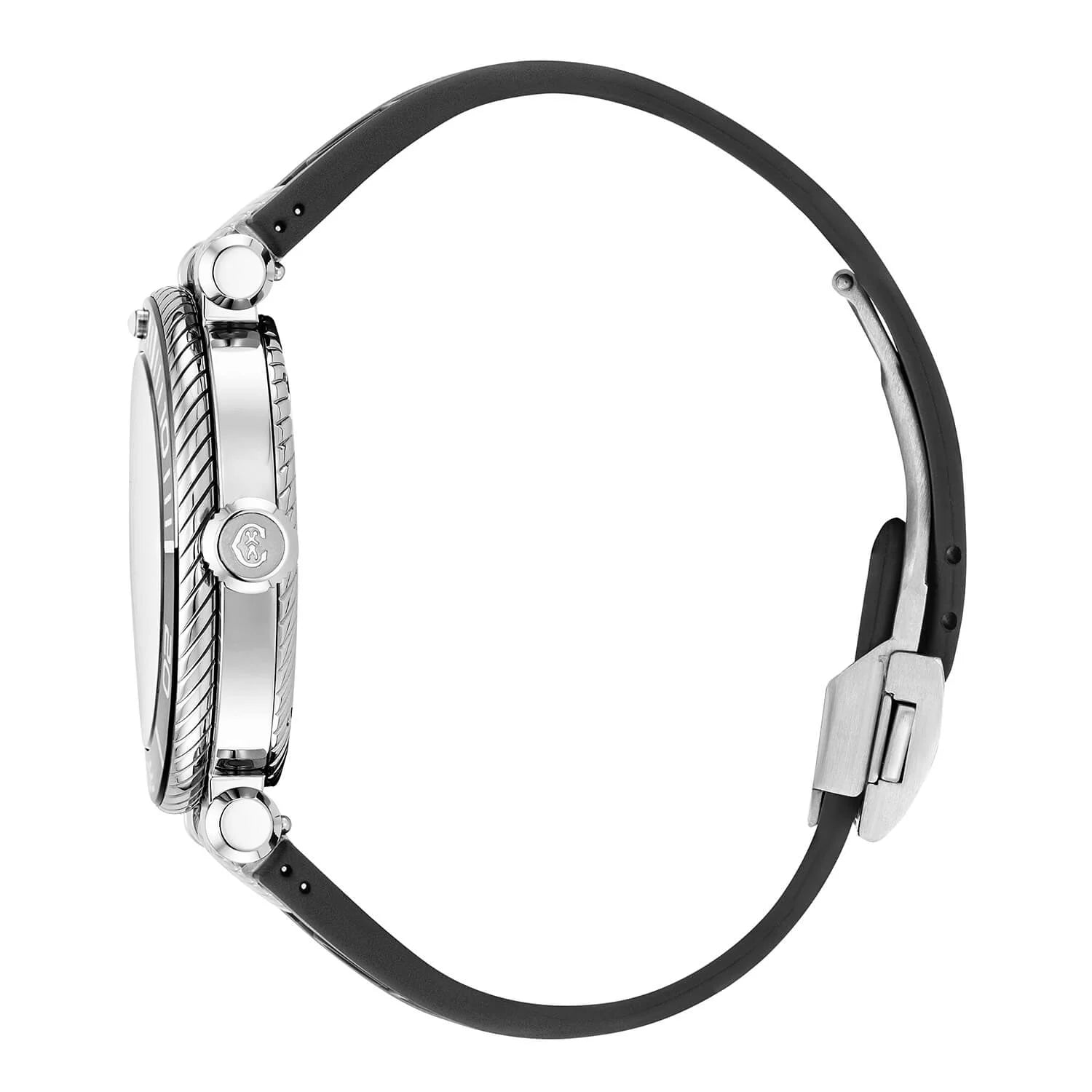 NAVIGATOR عيار 41 مم، عيار أوتوماتيكي، مينا لومينوفا أسود وفضي، سوار أسود وفضي أحادي الاتجاه، سوار أسود مطاطي قابل للتبديل - © 2024 Charriol - ساعة