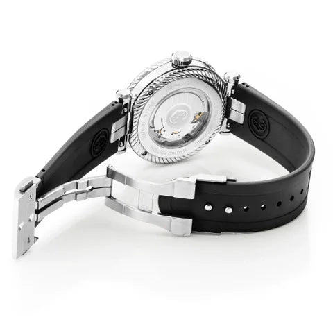 NAVIGATOR ساعة SURF GMT، 41 مم، عيار أوتوماتيكي، مينا أسود، حافة ذات 6 مسامير، سوار أسود مطاطي قابل للتبديل، إصدار محدود × @time_mechanic - Charriol جنيف - ساعة