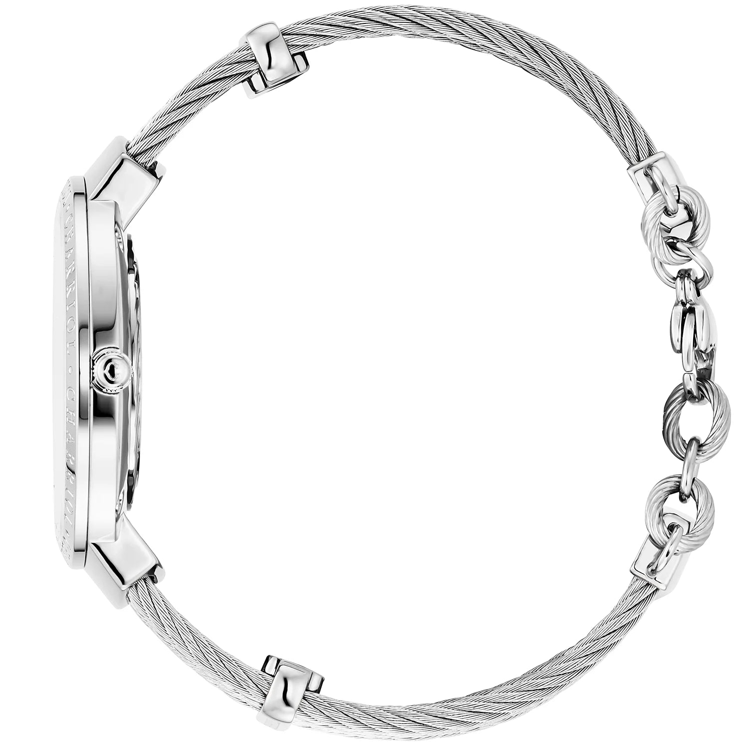 رقيق، 34 مم، عيار 34 مم، كوارتز كاليبر، أزرق لؤلؤي مع 12 حجر ألماس، "CHARRIOL CHARRIOL " سوار من الفولاذ - Charriol جنيف - ساعة