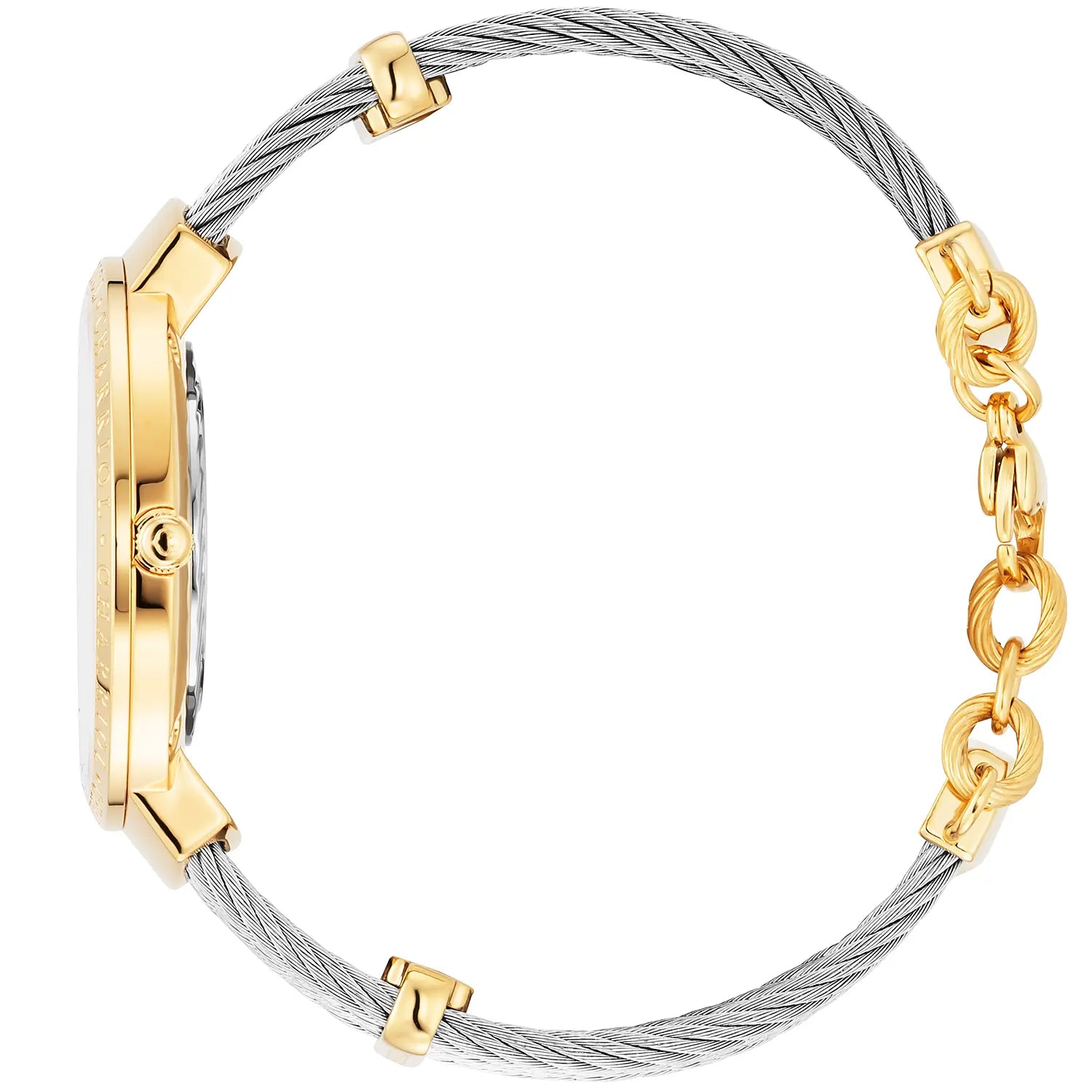 رقيق، 34 مم، عيار كوارتز، عيار كوارتز، مينا من اللؤلؤ مع 12 حجر كريم، "CHARRIOL CHARRIOL " سوار من الفولاذ - Charriol جنيف - ساعة يد - جنيف