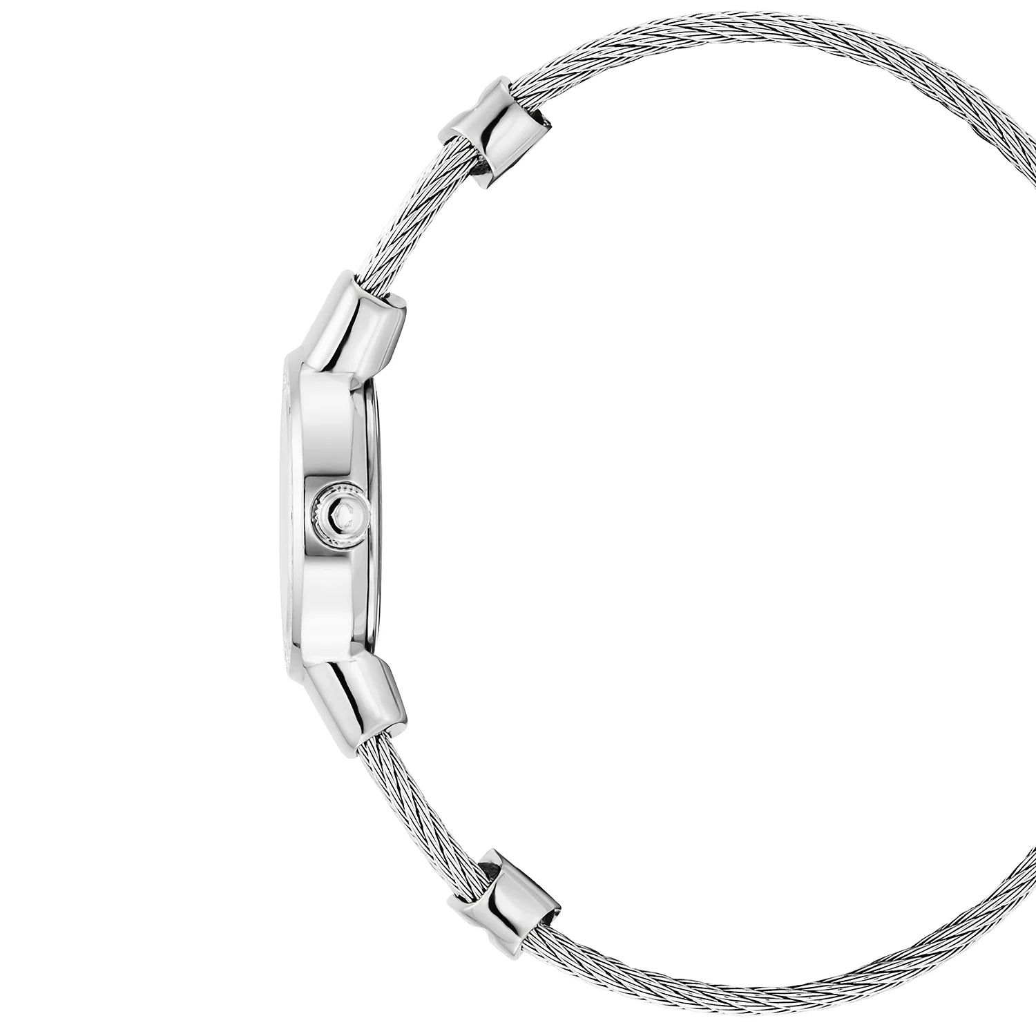 ST TROPEZعيار 20 مم، عيار كوارتز، مينا من اللؤلؤ، فولاذ مع 24 حبة مرصعة بالألماس، سوار من الفولاذ - Charriol جنيف - ساعة