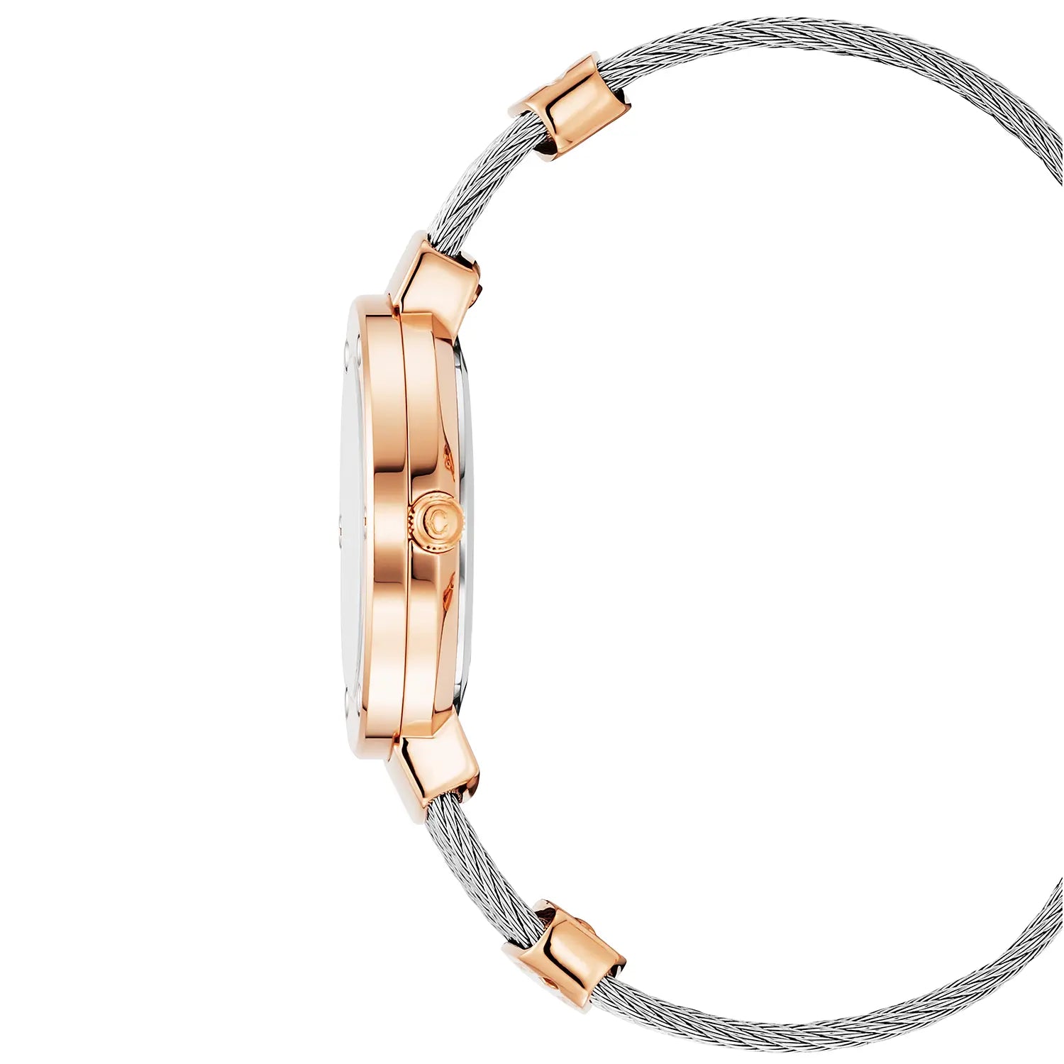 ST TROPEZ, 30MM, QUARTZ CALIBRE, MOTHER-OF-PEARL DIAL, ROSE GOLD PVD WITH 6 SCREWS BEZEL, STEEL CABLE BRACELET - Charriol Geneve - Watch