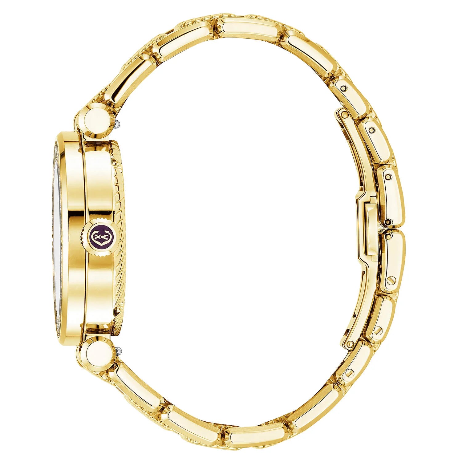 NAVIGATOR CRUISE، 36 مم، عيار كوارتز عيار 36 ملم، عيار كوارتز عيار 36 ملم، مينا من الذهب الأصفر الفولاذي مع 30 حجر ألماس و6 مسامير حزام، سوار معدني من الذهب الأصفر الفولاذي قابل للتبديل - © 2024 Charriol - ساعة