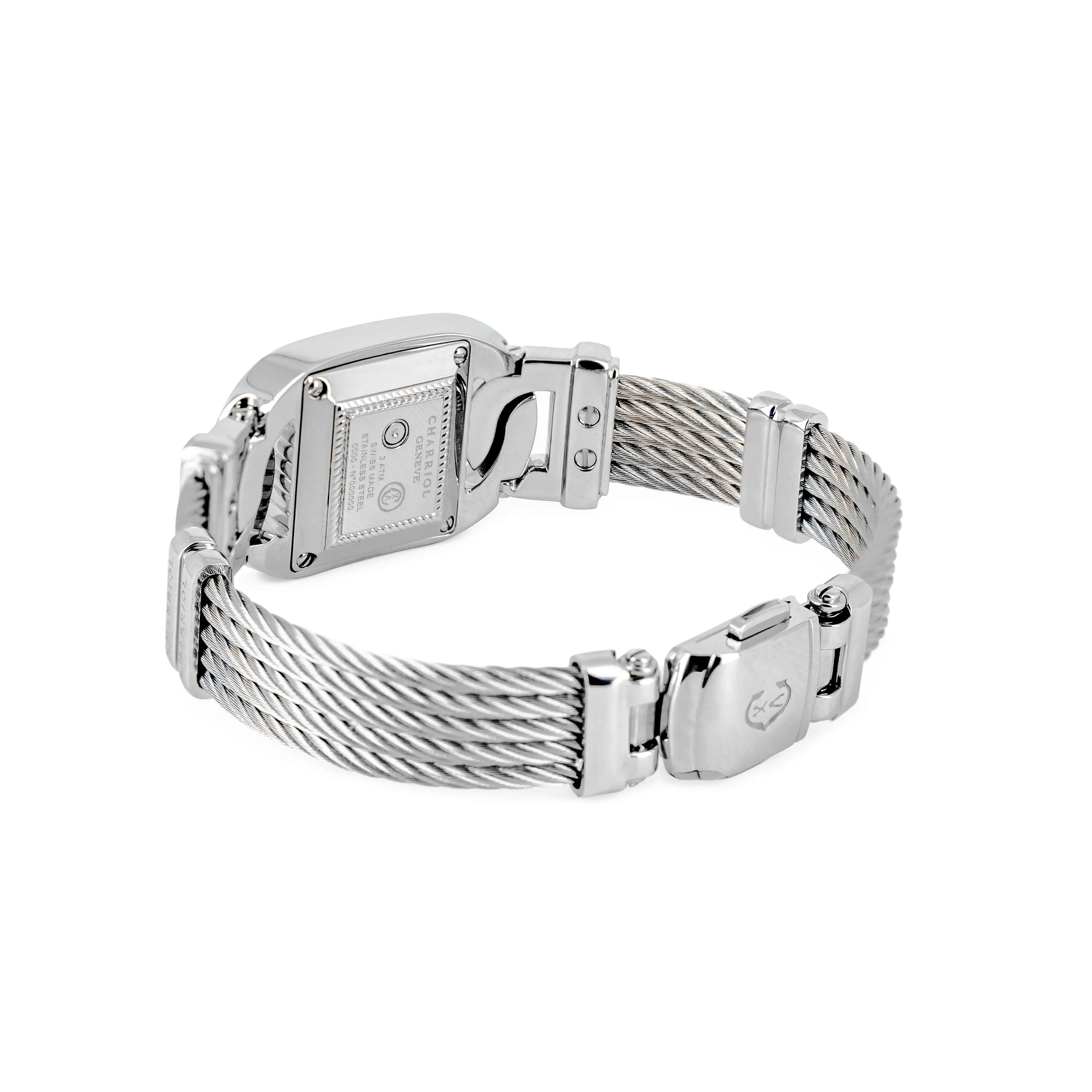 MARINER, 20MM, QUARTZ CALIBRE, STEEL CASE, BLACK MOTHER-OF-PEARL WITH 2 DIAMONDS DIAL, STEEL CABLE BRACELET - ©2025 Philippe Charriol International Ltd. -  Watch