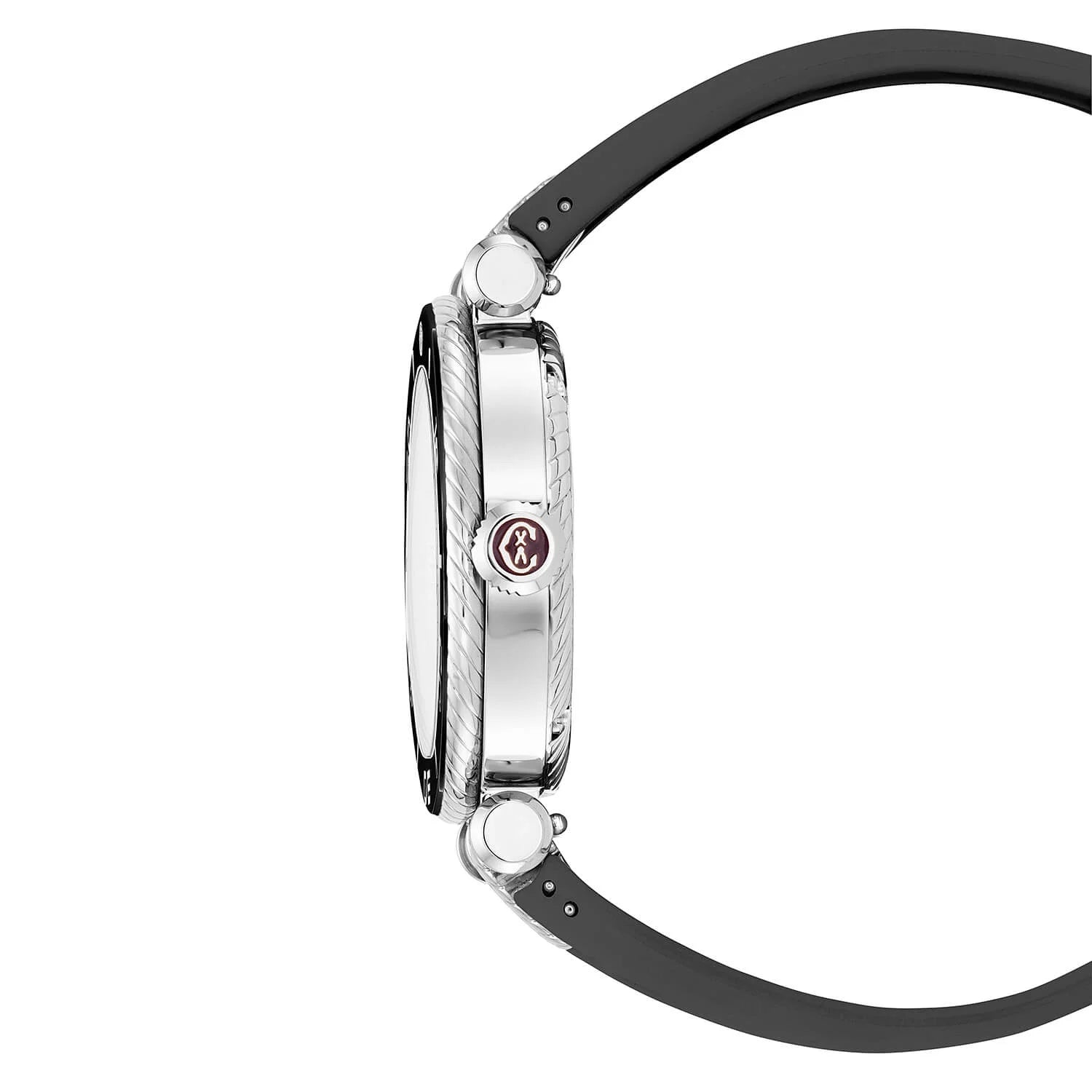 NAVIGATOR SURF، 36 مم، عيار أوتوماتيكي، أسود مع حافة من الماس، مينا أرجواني وسوار مطاطي أسود قابل للتبديل - © 2024 Philippe Charriol  International Ltd. - ساعة يد