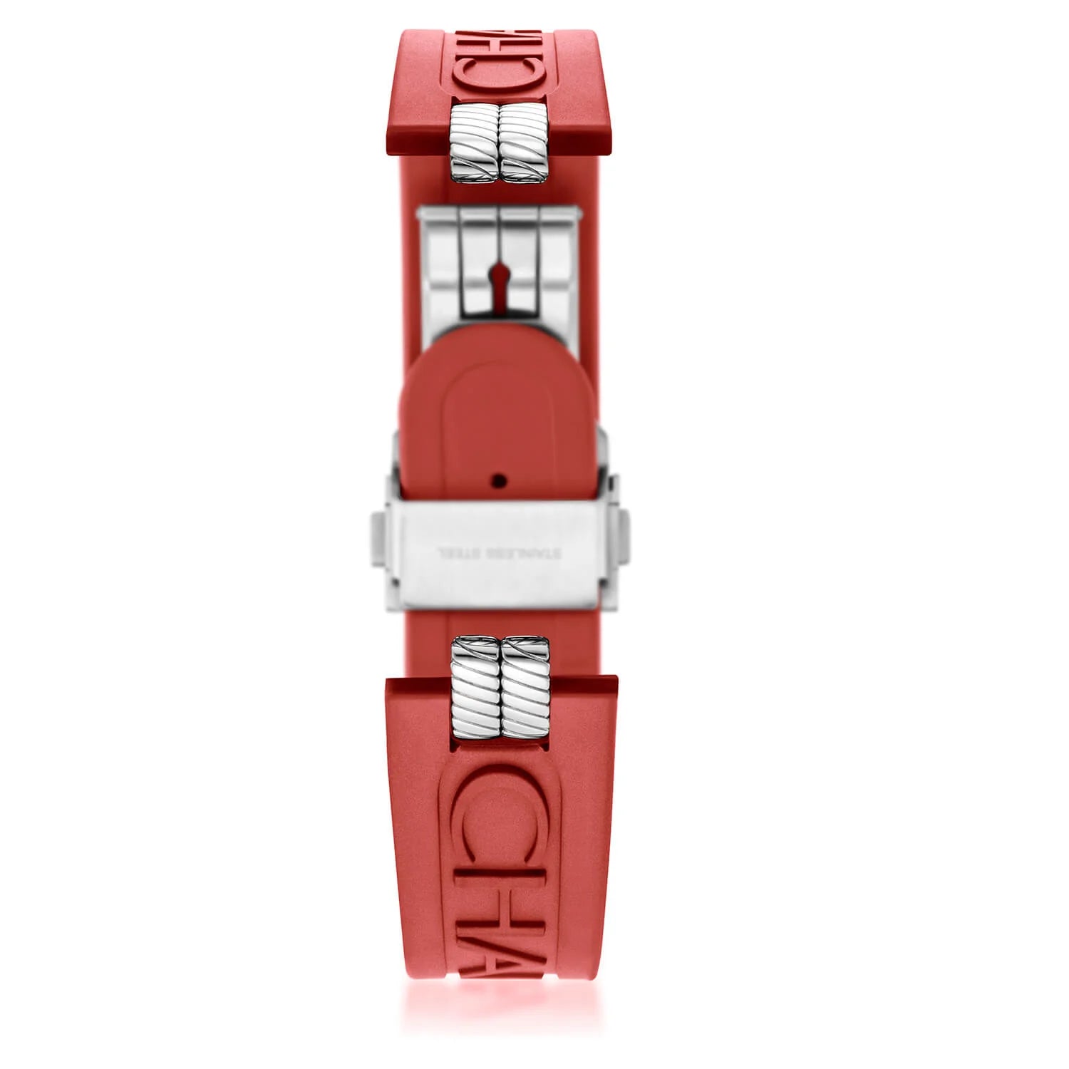 مطاط_أحمر_أحمر_حلقات وإبزيم من الفولاذ المقاوم للصدأ