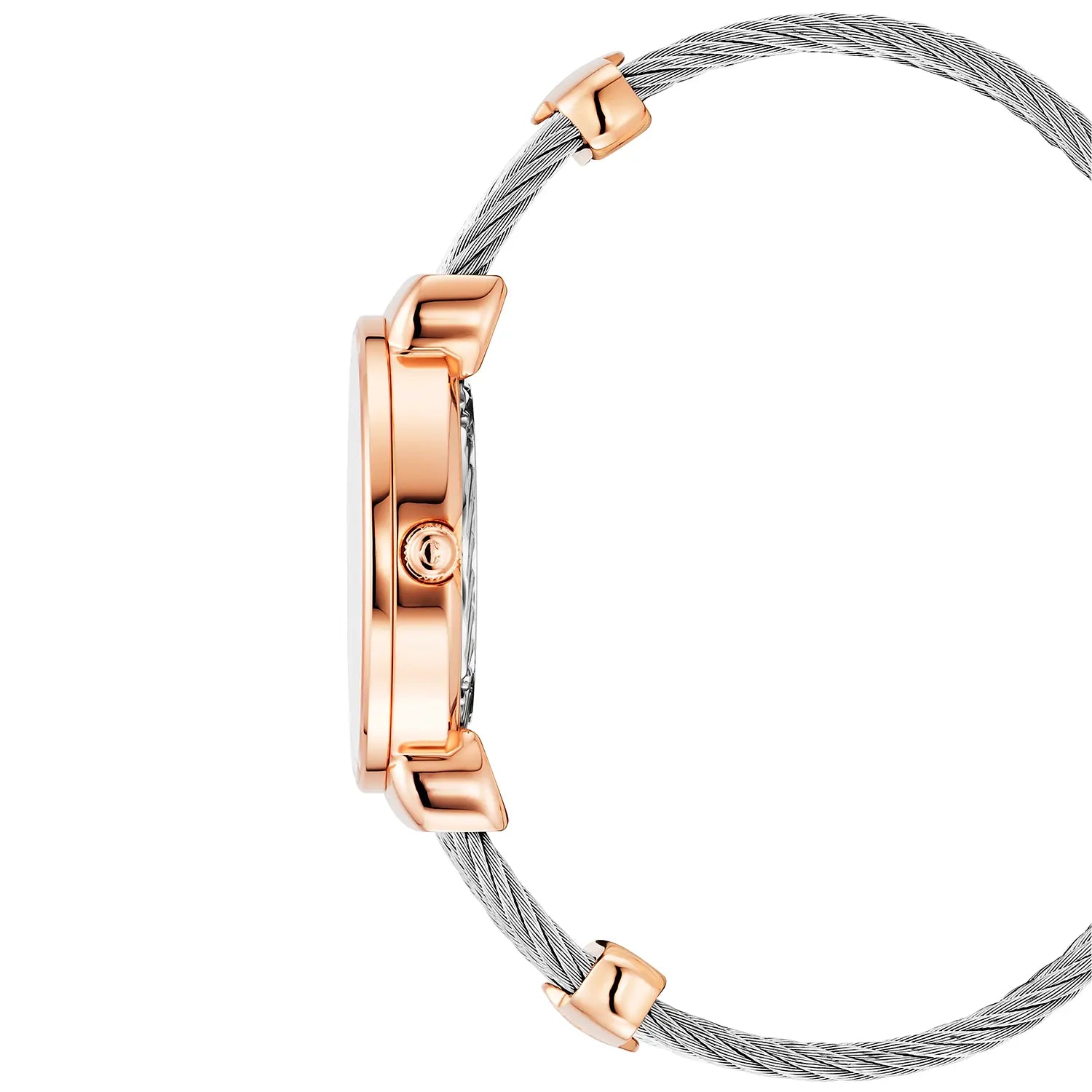 ST TROPEZ ساعة ICON، 30 مم، عيار كوارتز عيار 30 مم، مينا هيبيسكوس من أمهات الألماظ، سوار من الفولاذ، سوار من الفولاذ - Charriol جنيف - ساعة