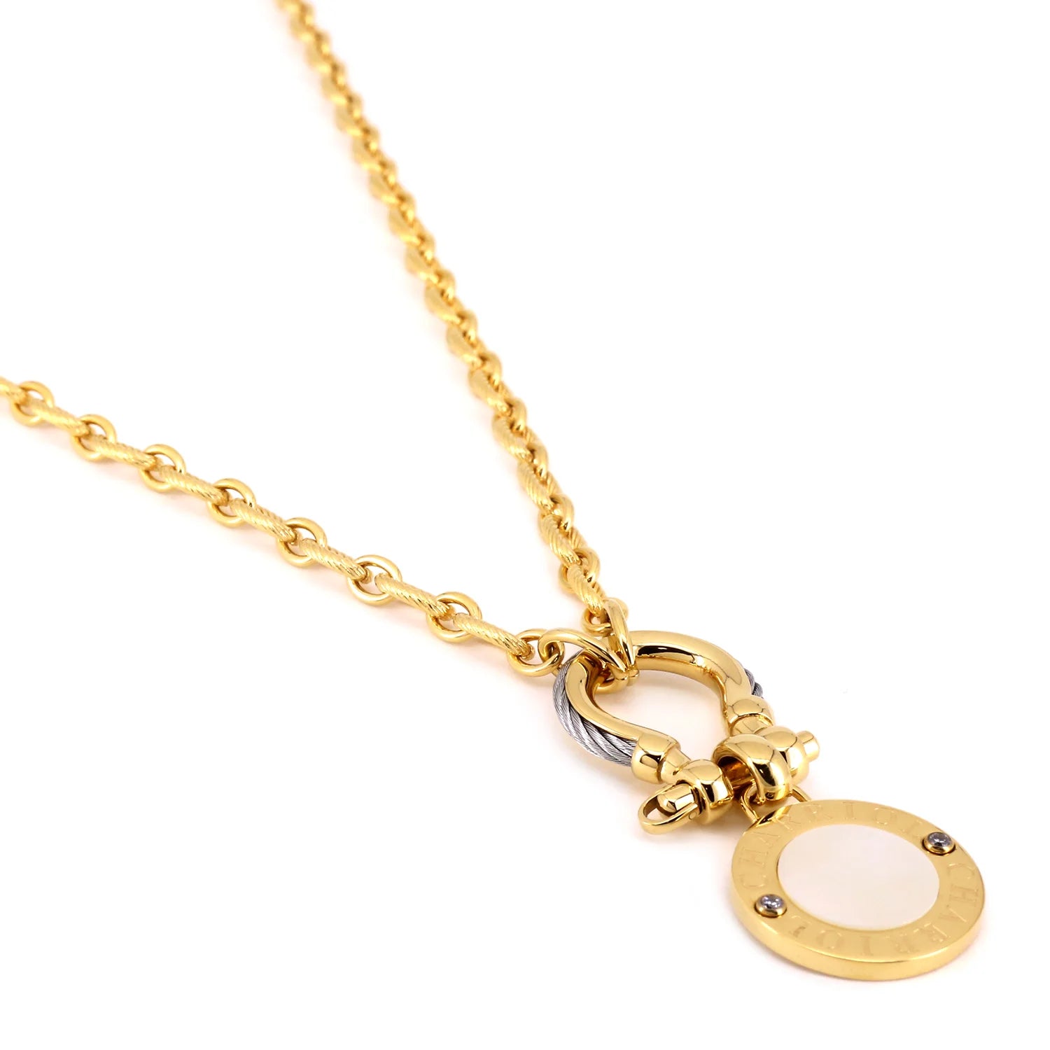 فولاذ_ذهب أصفر مع 2 زركونيا_50 سم إلى 55 سم