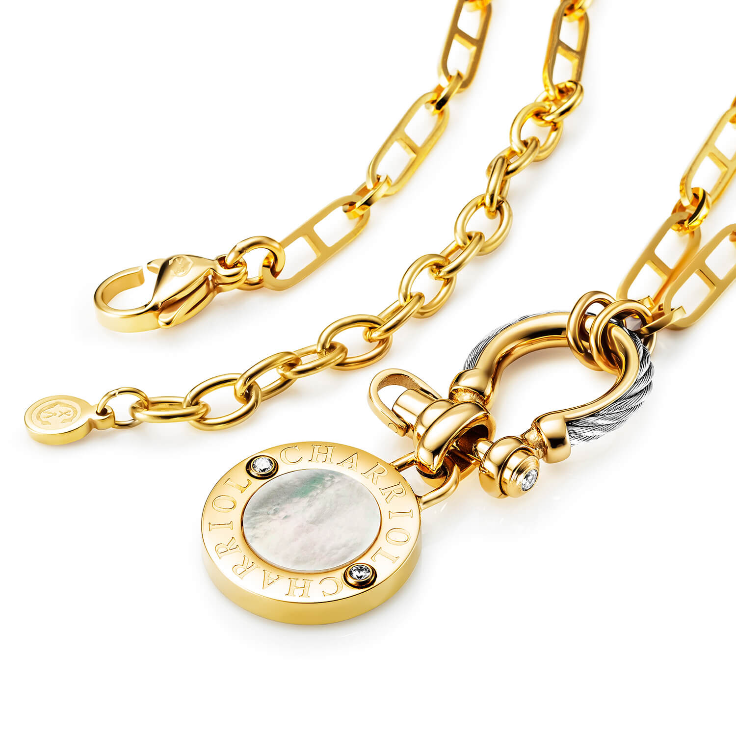 فولاذ_ذهب_أصفر مع 2 زركونيا_40 سم إلى 45 سم