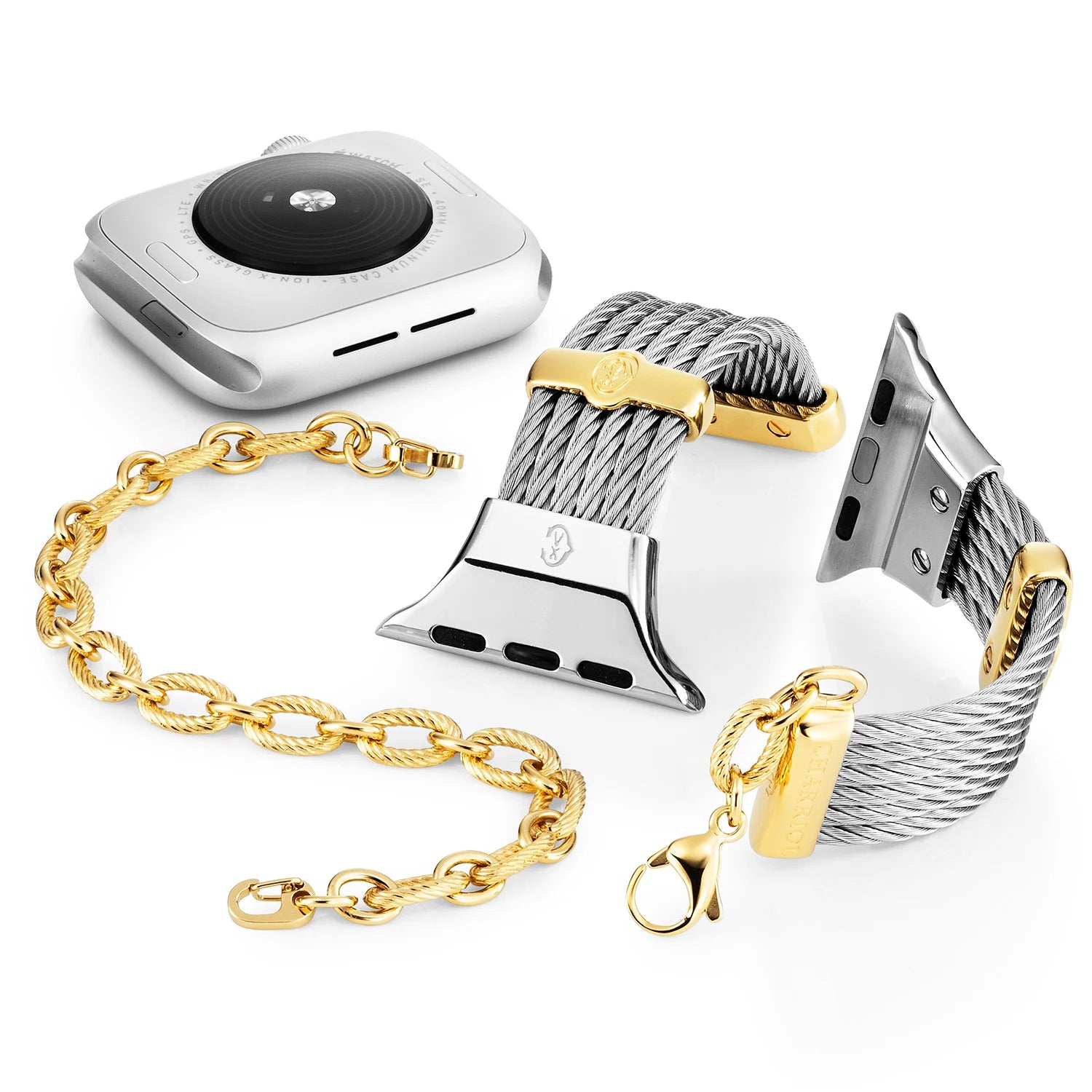 معصم من الفولاذ بالذهب الأصفر ديكور_معصم 16 سم