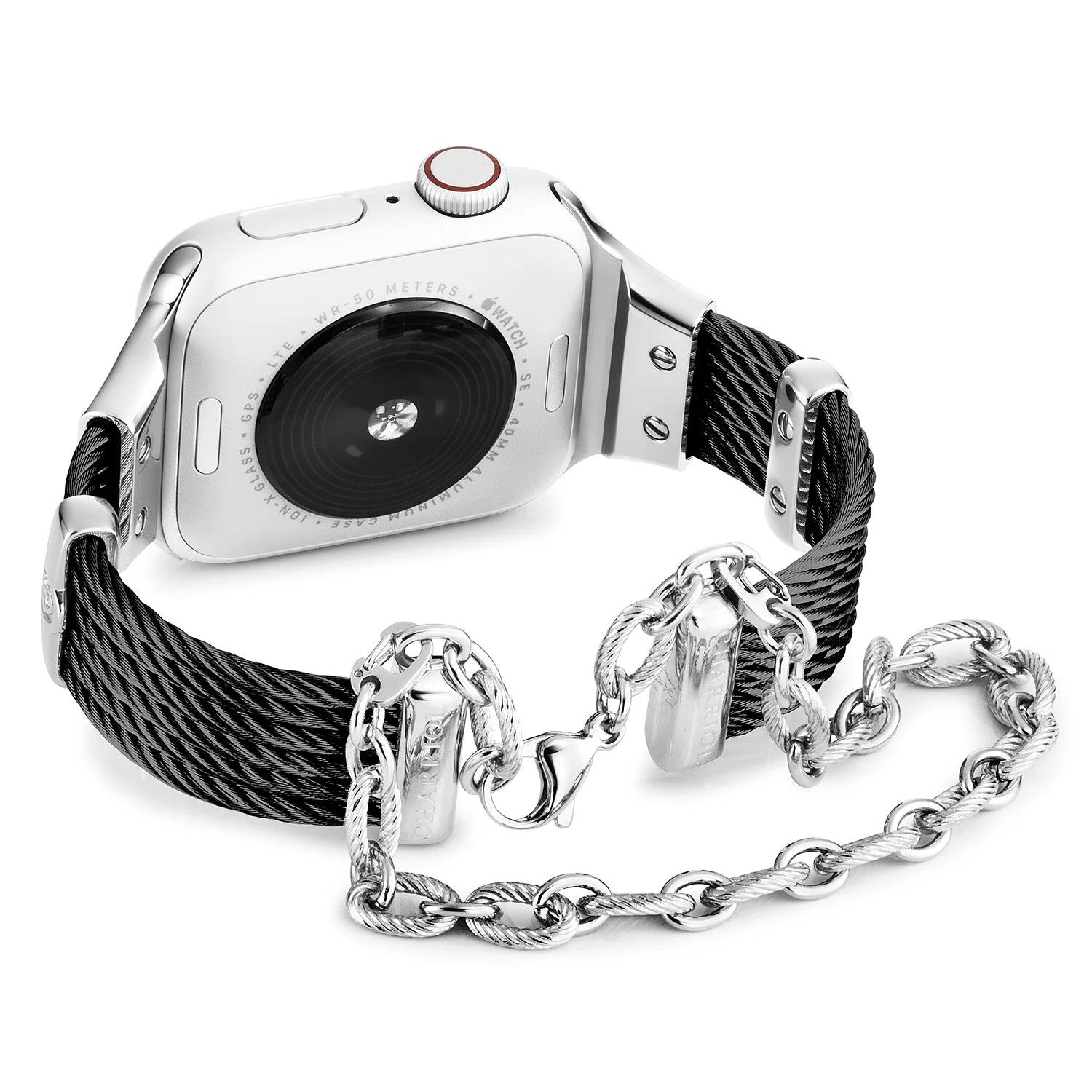 أسود مع ديكور_معصم_فولاذي_معصم 16 سم