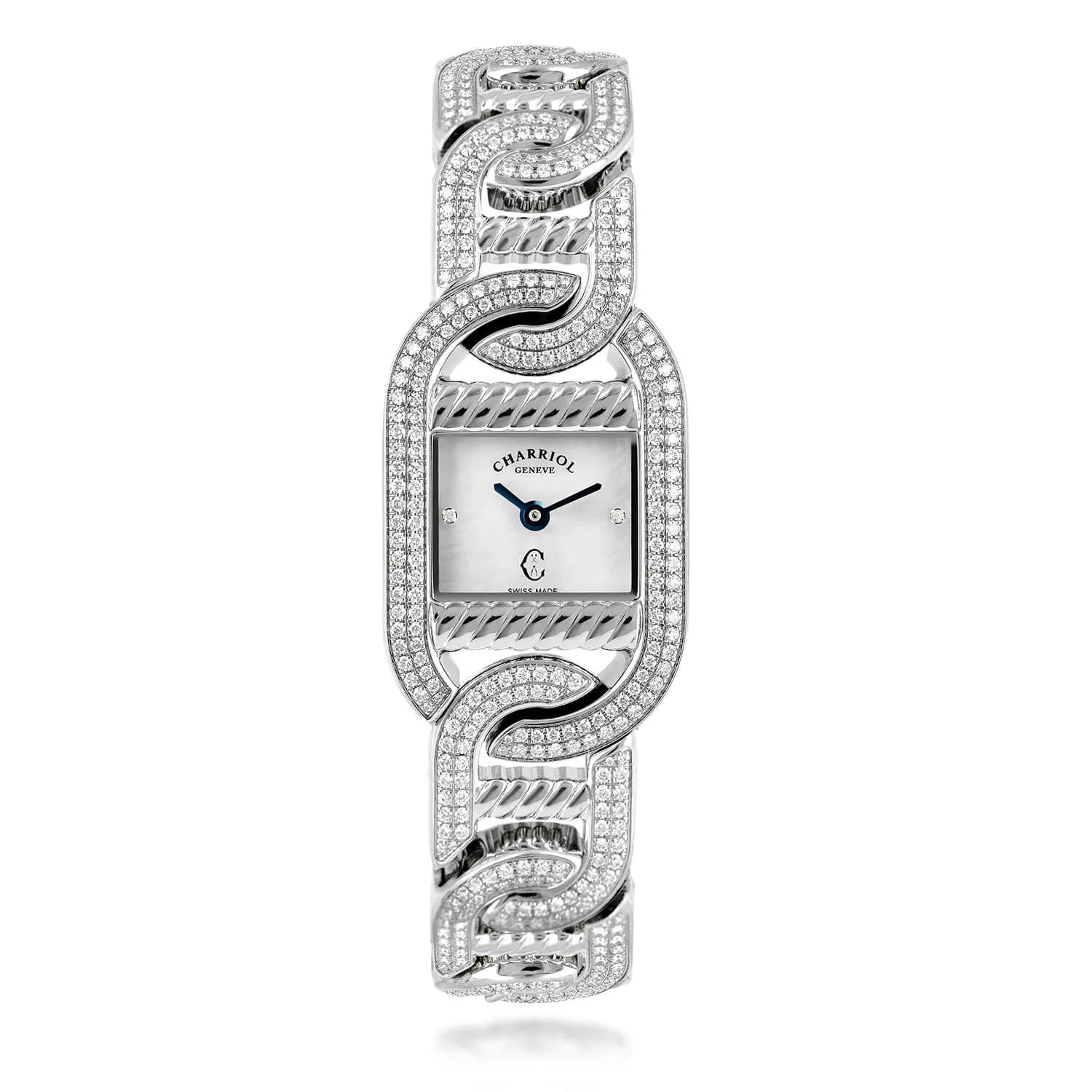 MARINER, 20MM, QUARTZ CALIBRE, STEEL CASE WITH 128 DIAMONDS, 6 STEEL LINKS WITH 336 DIAMONDS, WHITE MOTHER-OF-PEARL WITH 2 DIAMONDS